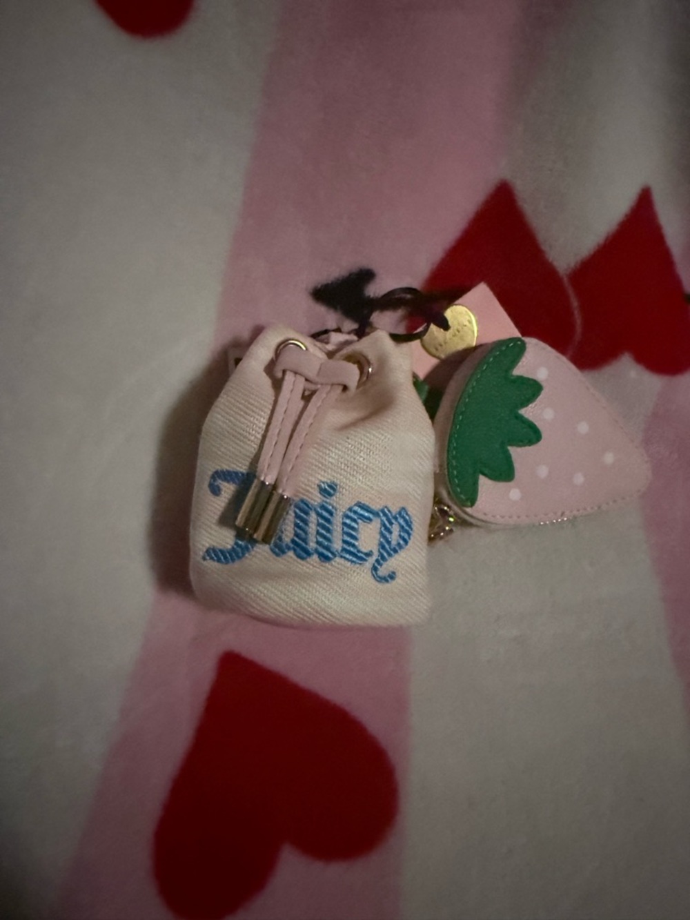 NWT Juicy Couture Juicy Paradise Drawstring and Lemon Micro Bags In Blush/Cream